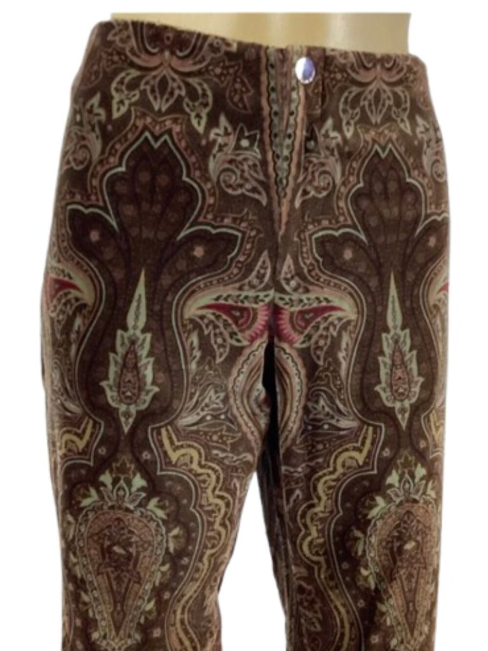 Ralph Lauren Y2K Vintage Black Label Paisley Brown Velvet Pants Size 10